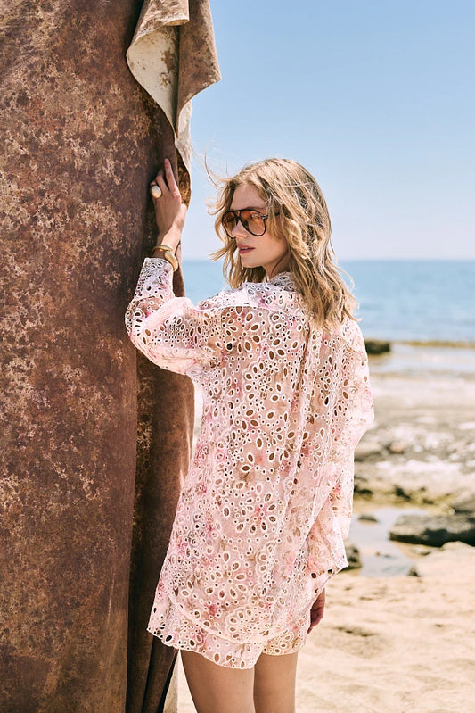 Broderie shirt and shorts set