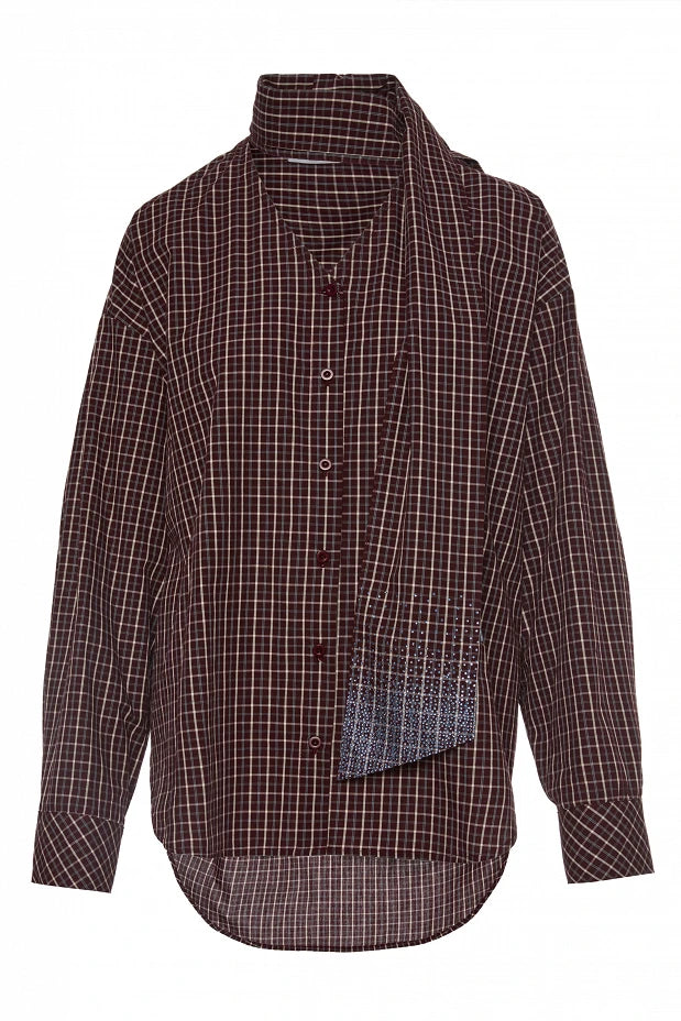 Checked shirt with a rhinestone scarf