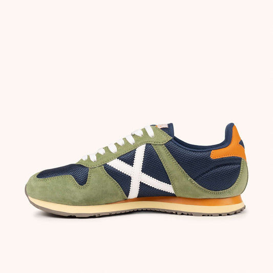 MUNICH MASSANA MAN 601. Zapatillas Retro Running Verde Oliva y Navy