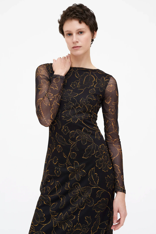 Vestido largo estampado Mustard Flower