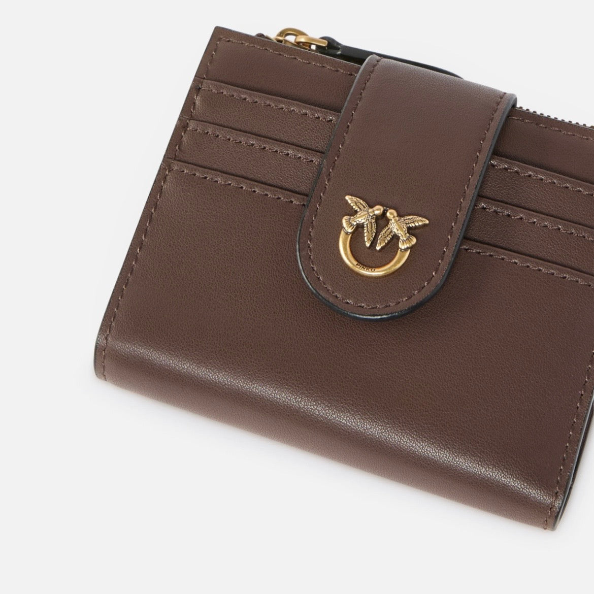 Cartera pequeña de piel lisa con logotipo