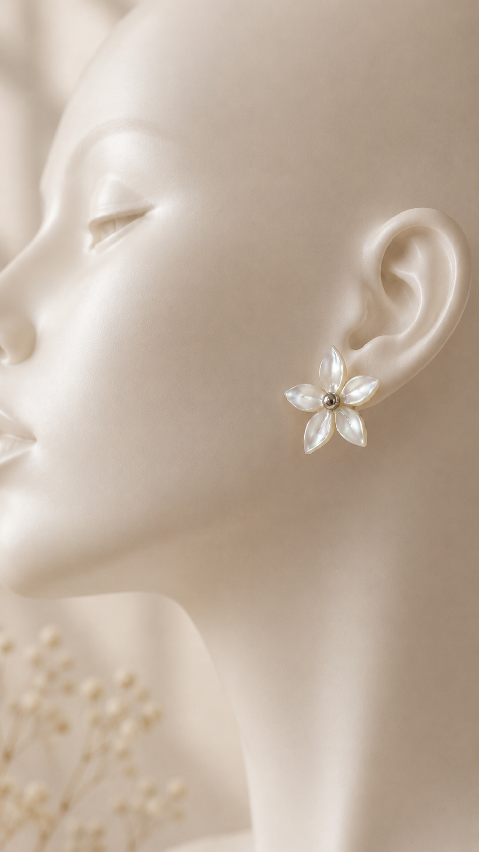 Pendientes Flor Nácar Plata