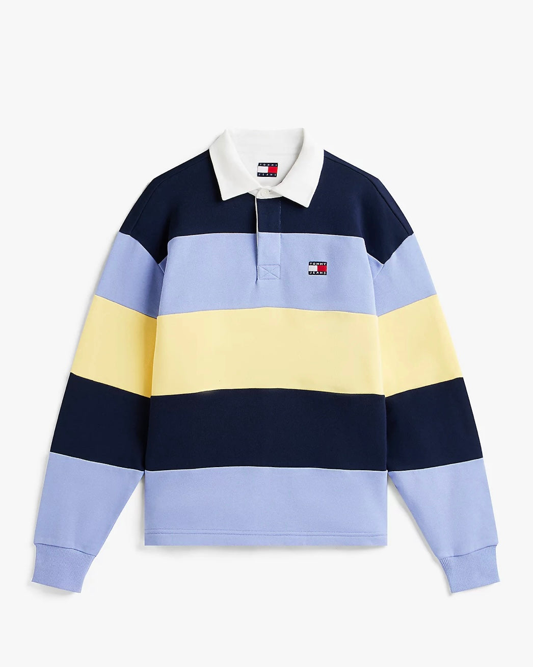 Polo de rugby de rayas con parche de Tommy