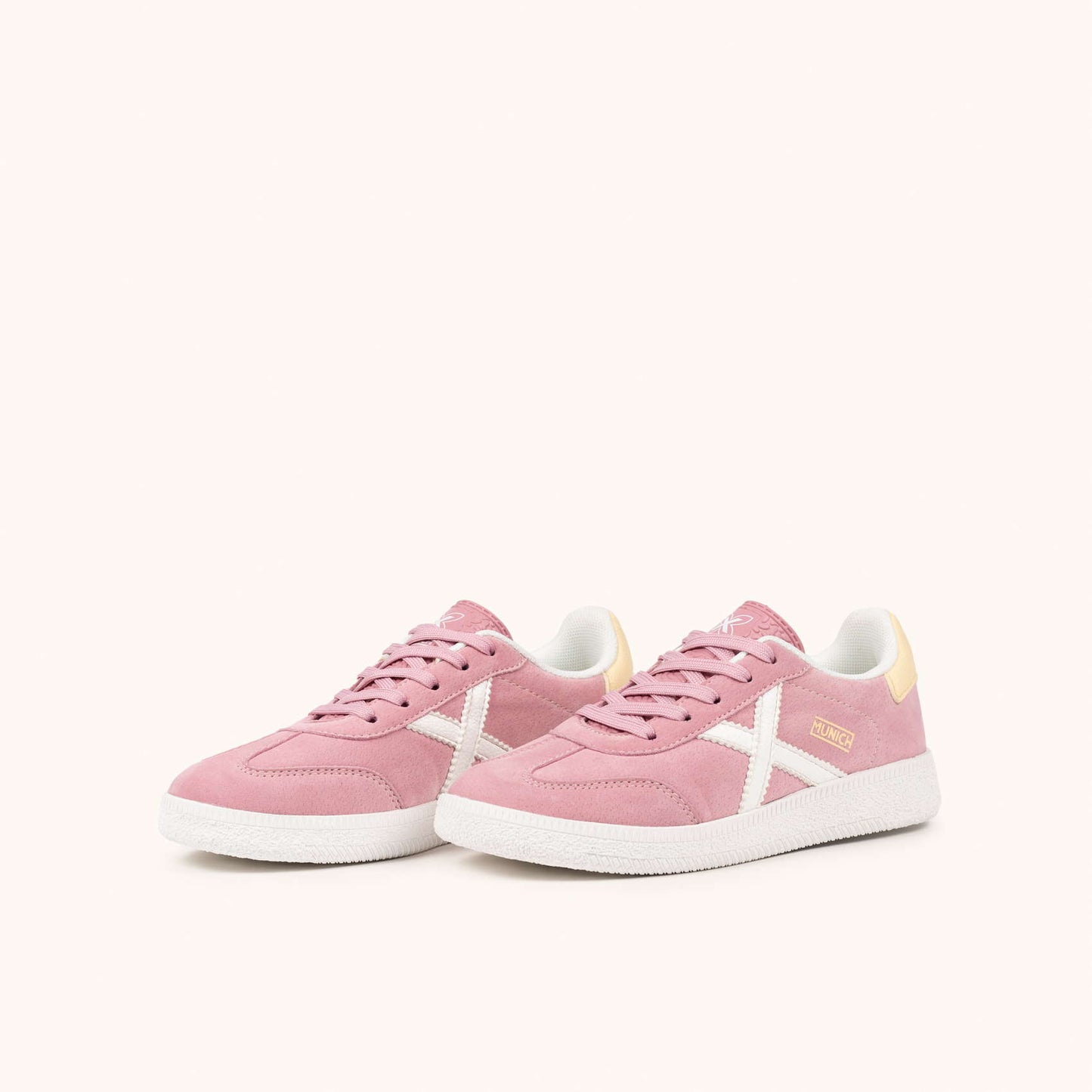 MUNICH MINI BARRU 18 Zapatillas Infantiles Rosa Pastel con Cordones y Detalles en Crema