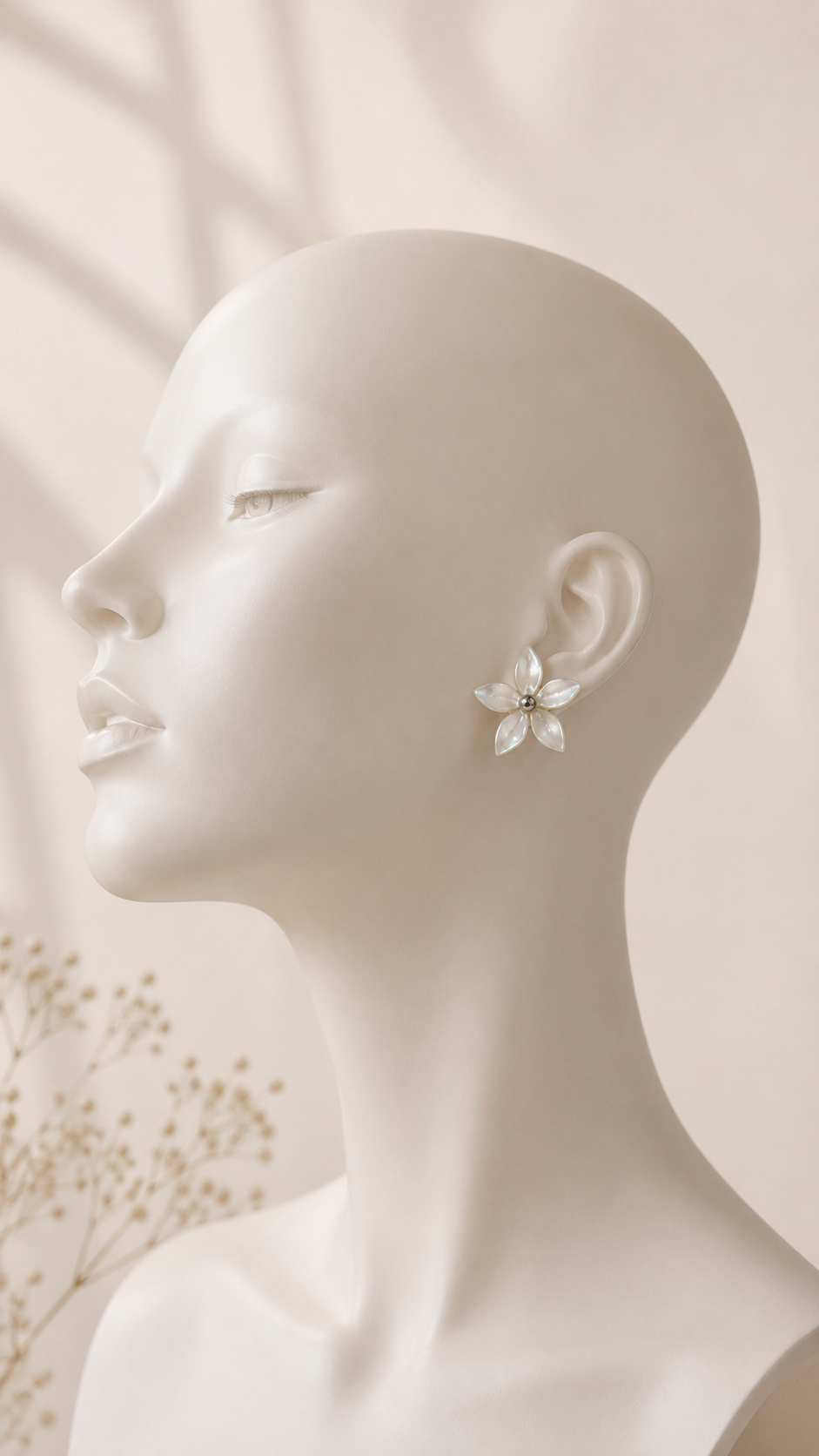 Pendientes Flor Nácar Plata