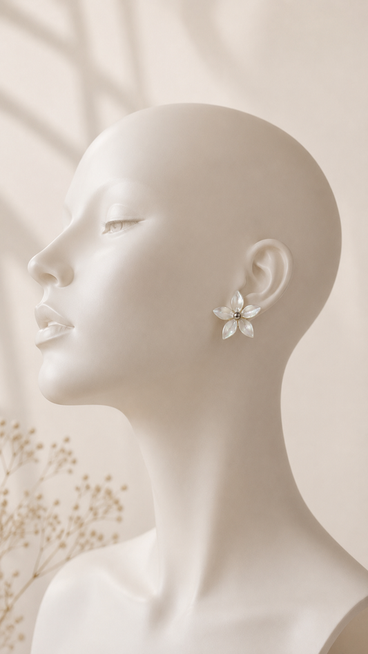 Pendientes Flor Nácar Plata
