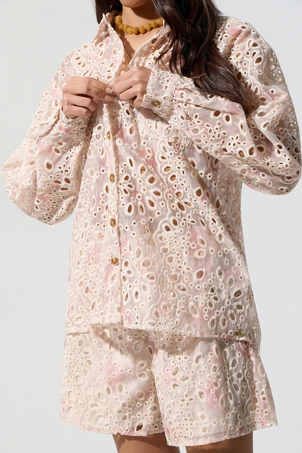 Broderie shirt and shorts set