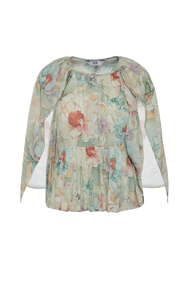 Blusa estilo capa con estampado floral