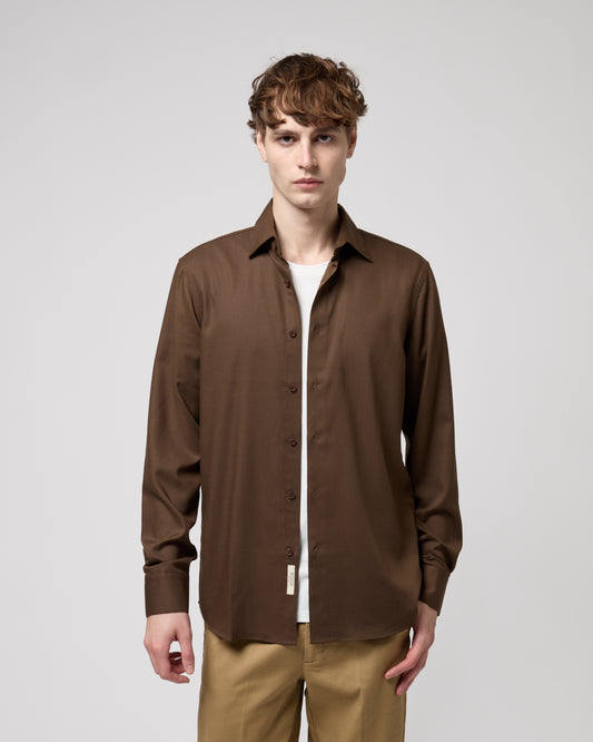 Camisa Fluida Marrón Chocolate