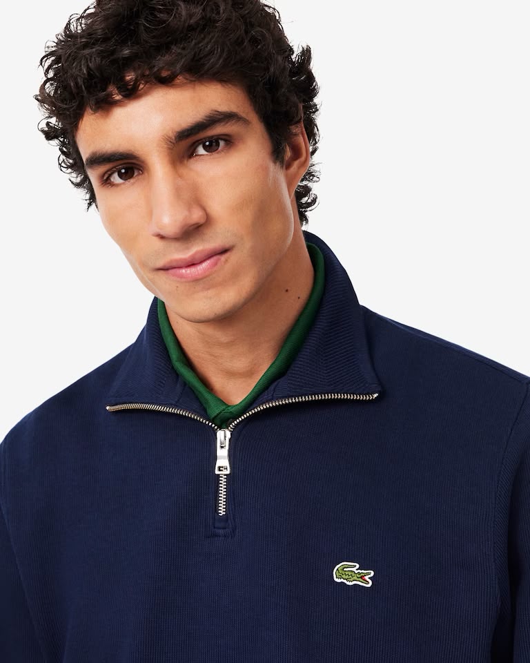 Sudadera de interlock con cuello alto y cremallera