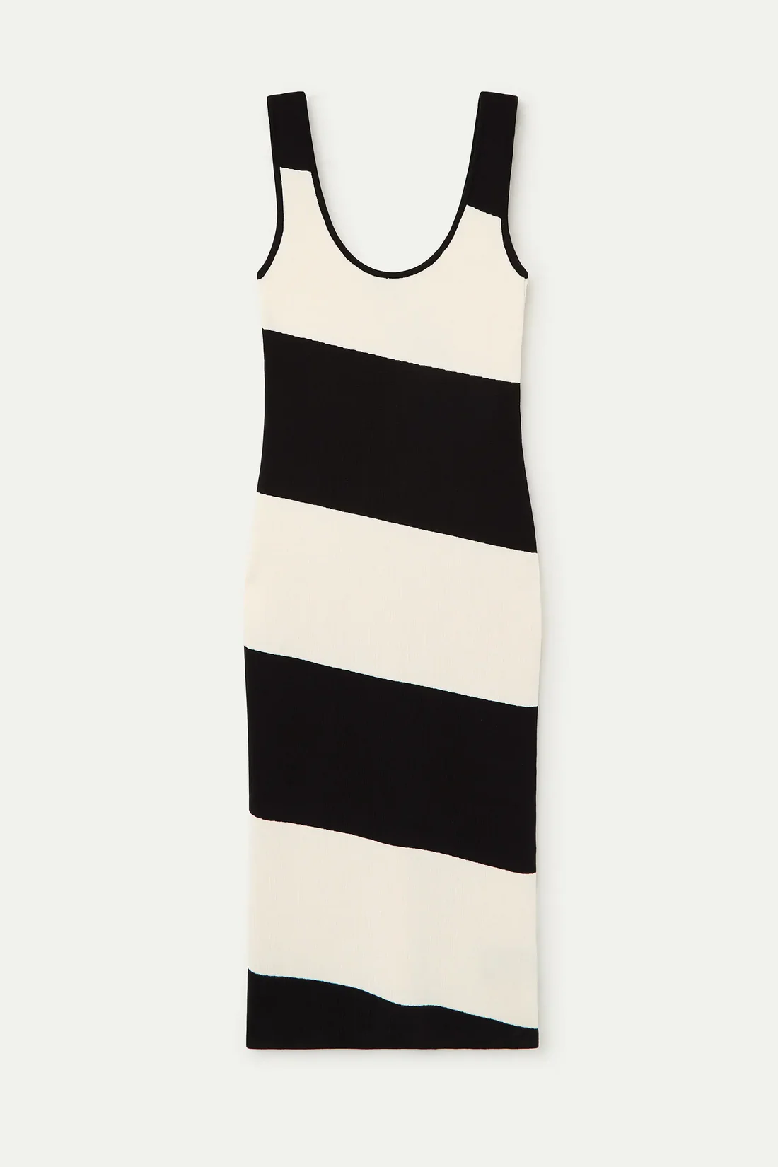 Vestido midi de punto rayas blanco y negro