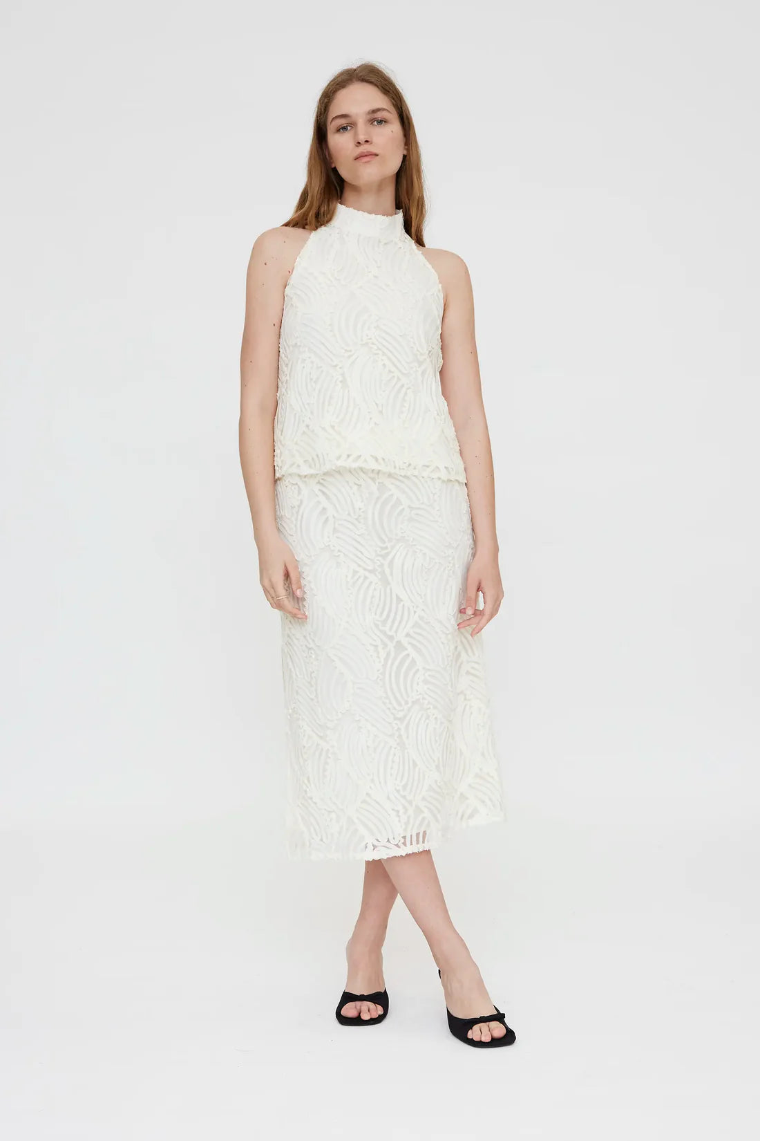 Falda midi blanca