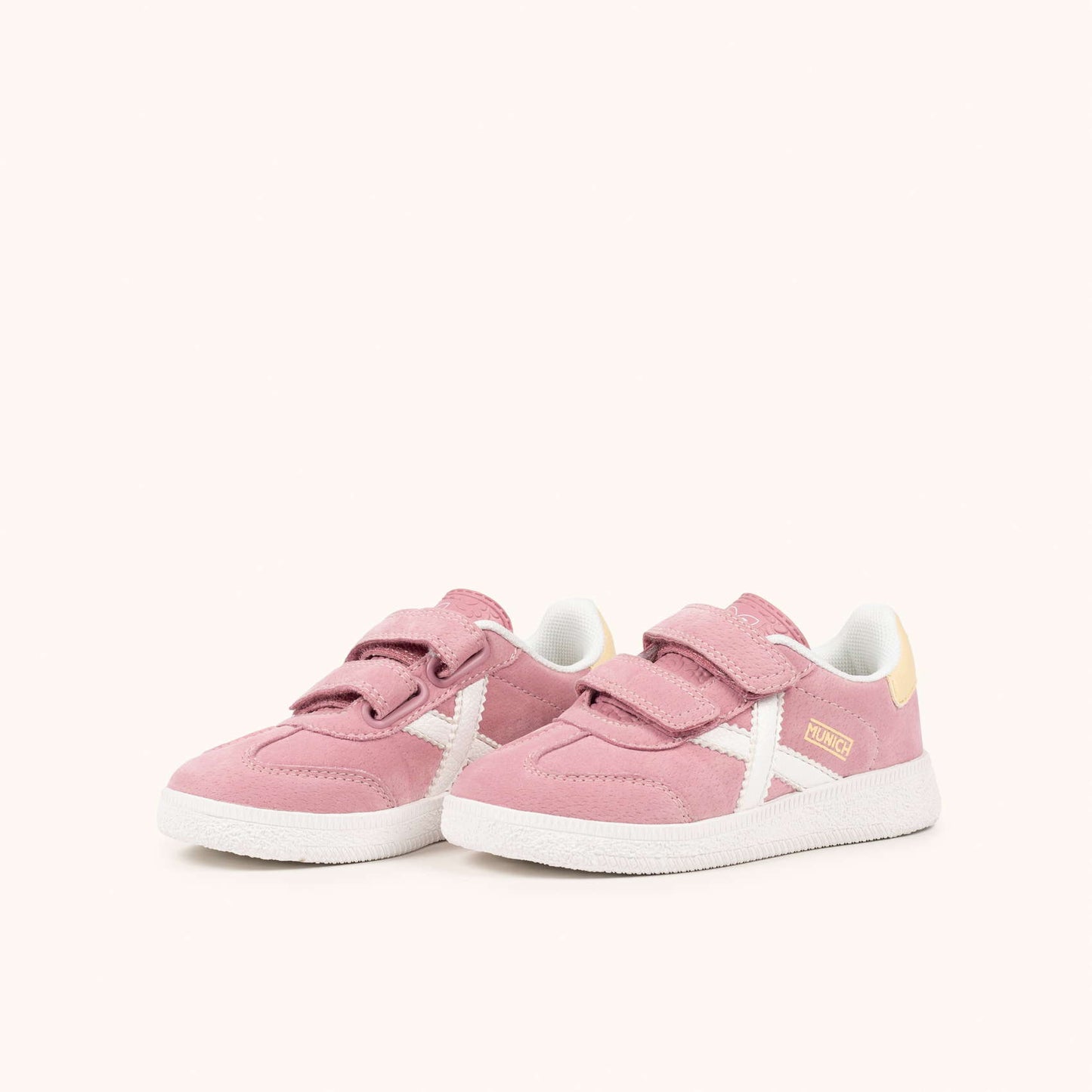 MUNICH MINI BARRU VCO 18 Zapatillas Infantiles Rosa Pastel con Velcro y Detalles en Blanco y Crema