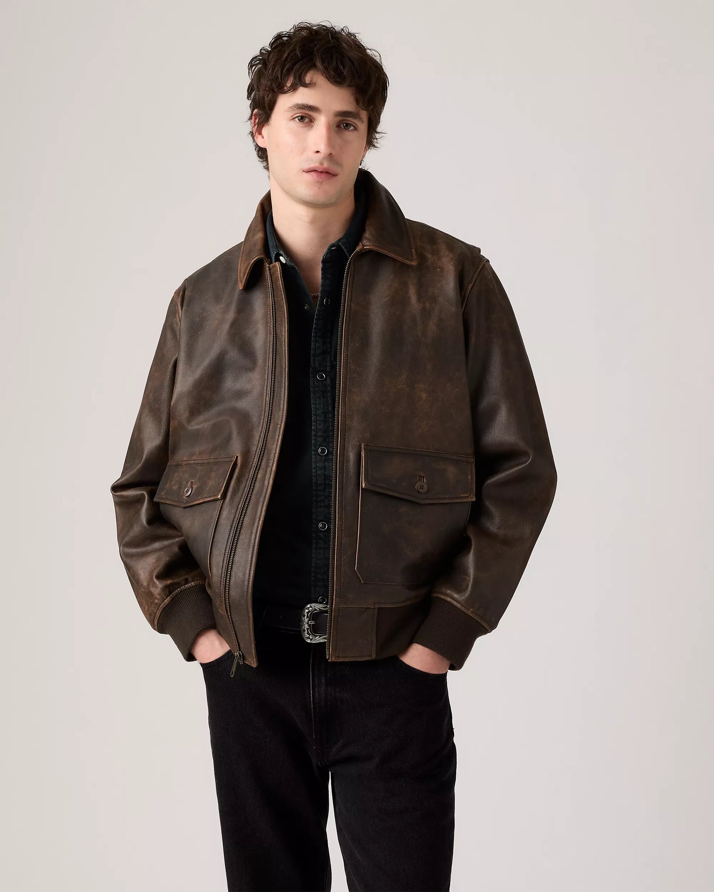 Chaqueta De Aviador De Piel Clayton