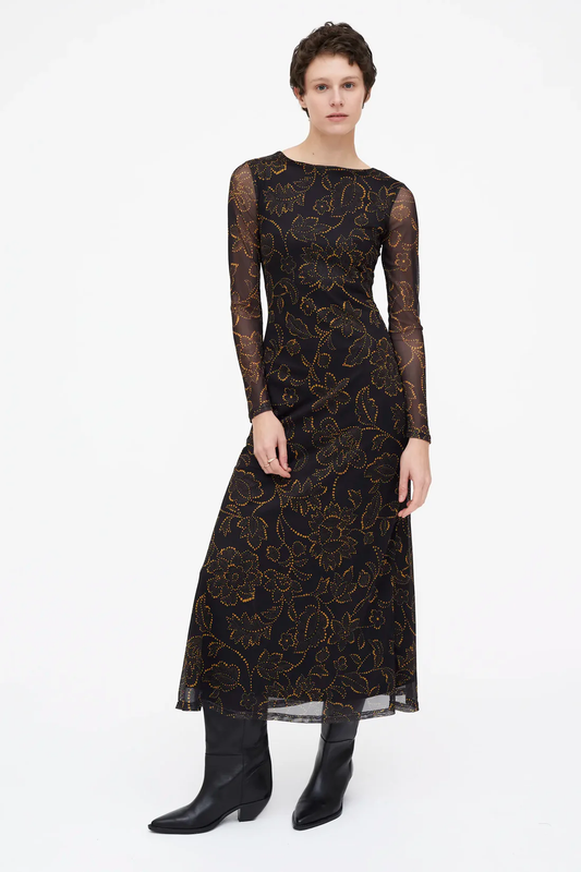 Vestido largo estampado Mustard Flower