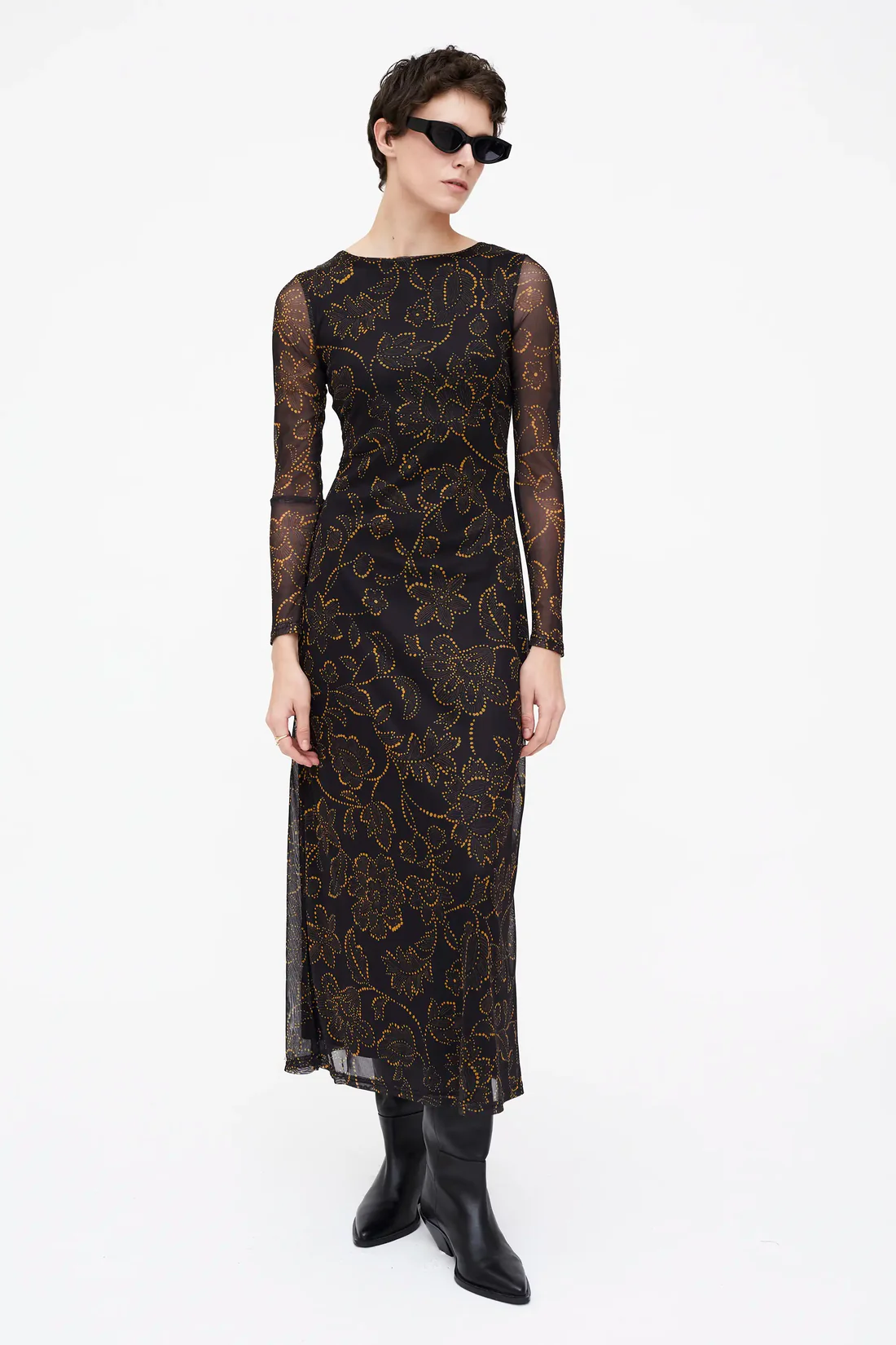 Vestido largo estampado Mustard Flower