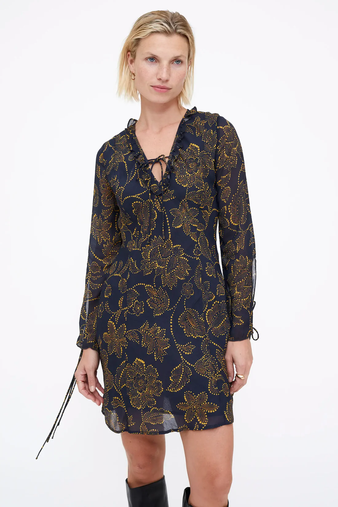 Vestido corto estampado Mustard Flower