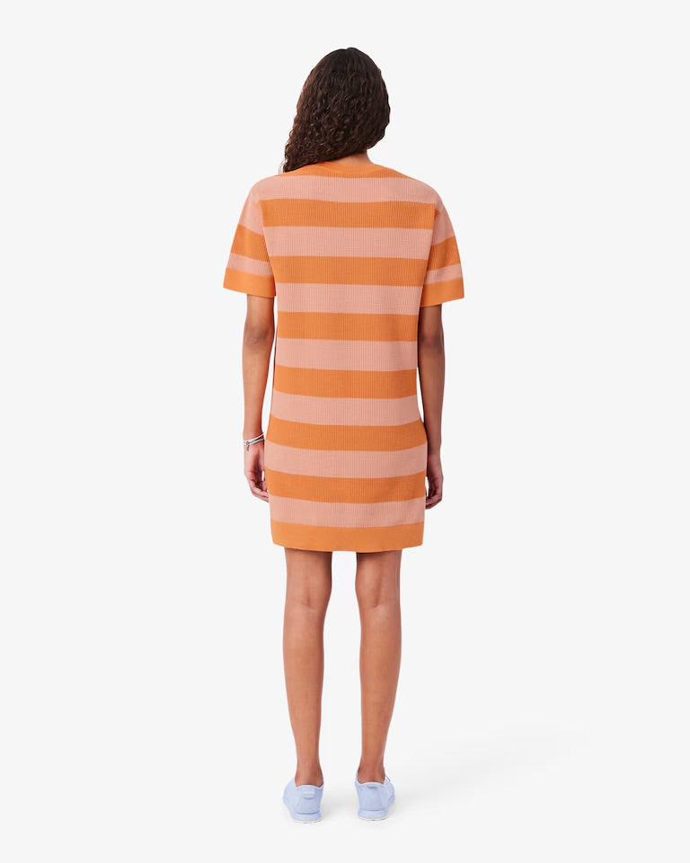 Vestido camisero de punto de malla de rayas