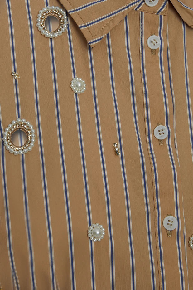 Vestido camisero sin mangas midi con volantes