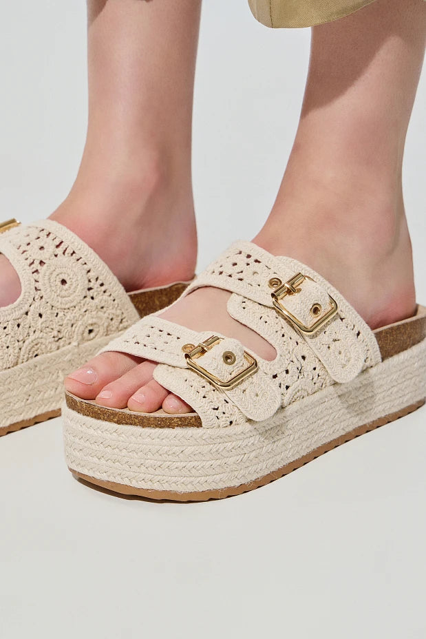 Woven platform sandals