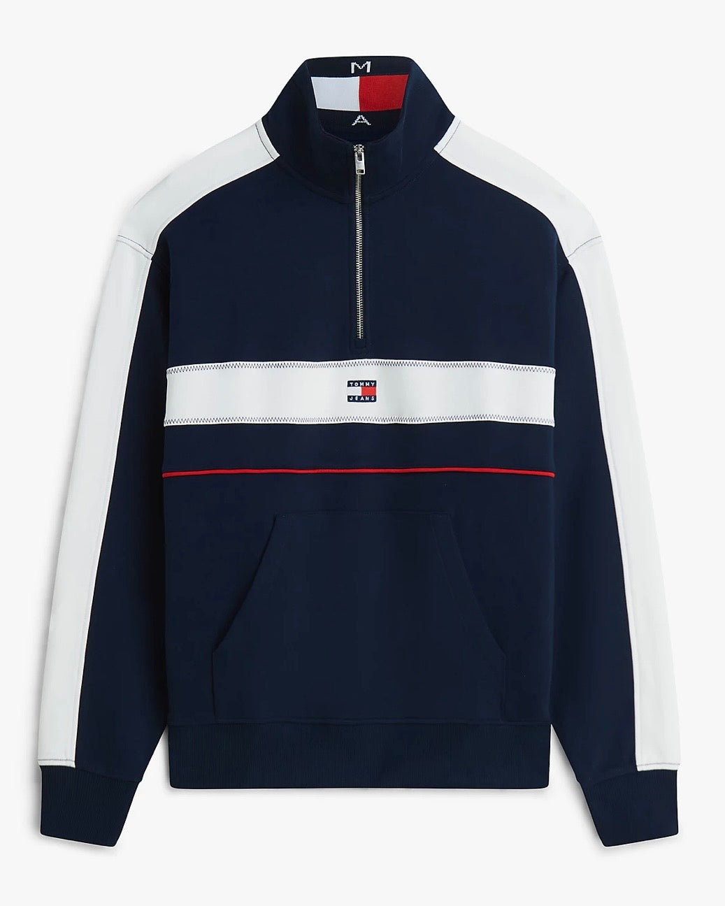 Sudadera color block con cremallera de un cuarto
