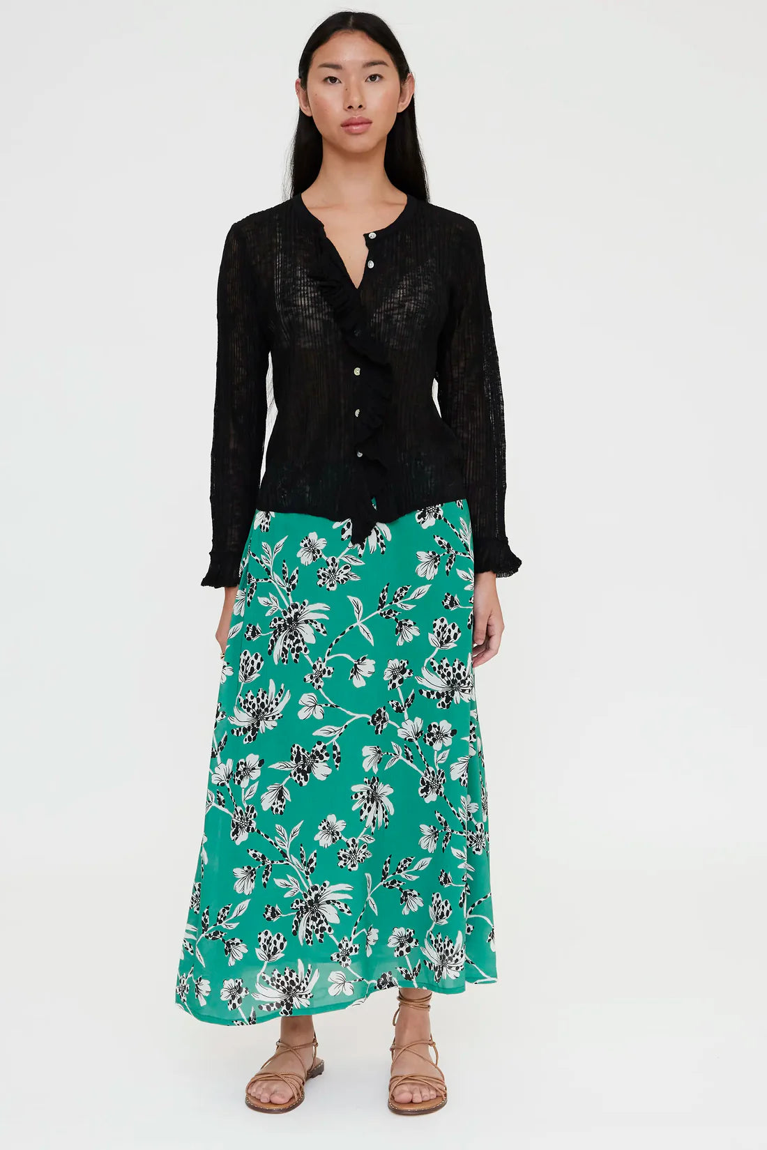 Falda midi con estampado Gerbera
