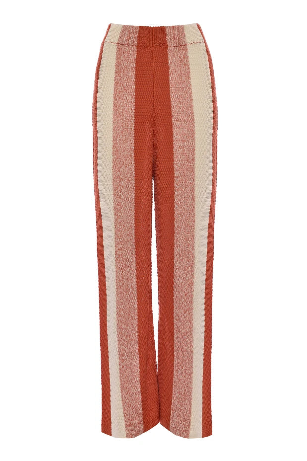 Striped knit set with cut work