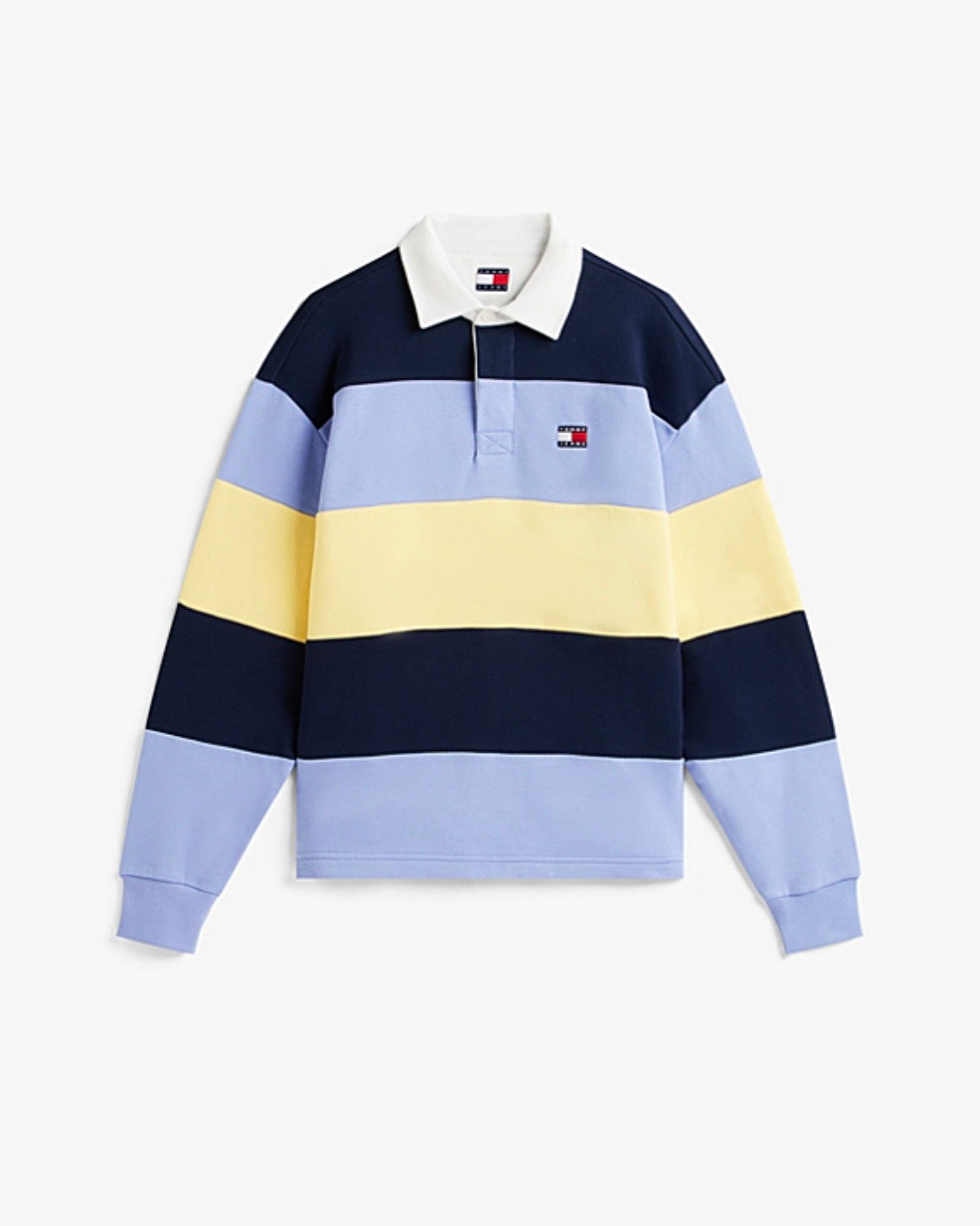 Polo de rugby de rayas con parche de Tommy