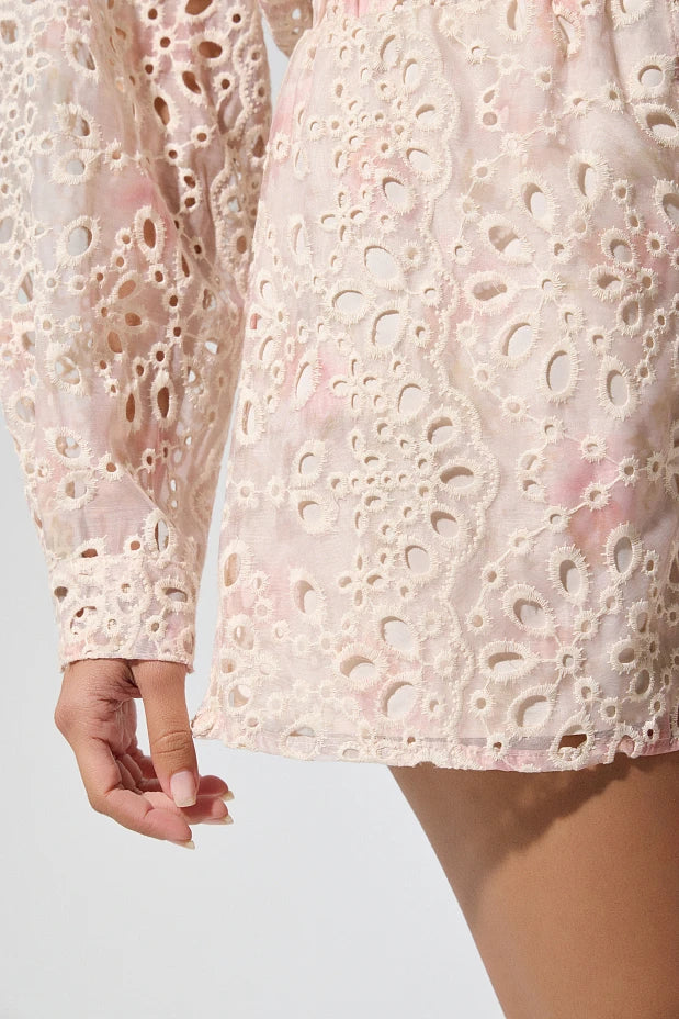 Broderie shirt and shorts set
