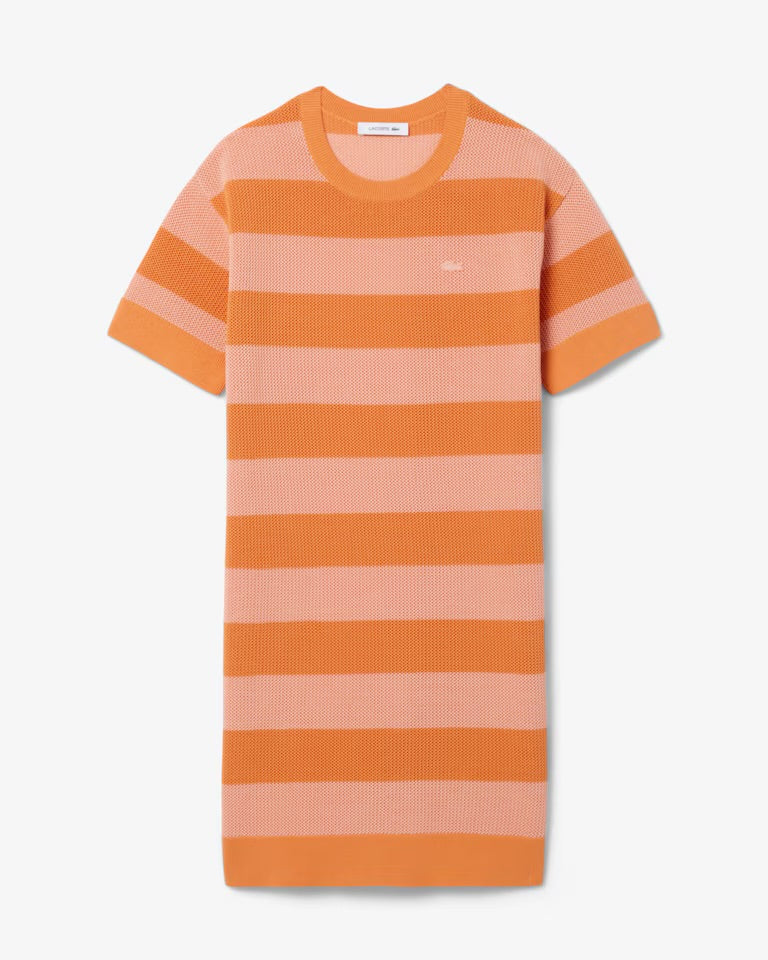 Vestido camisero de punto de malla de rayas