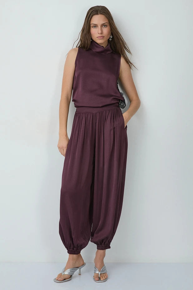 Pantalones de satén estilo globo