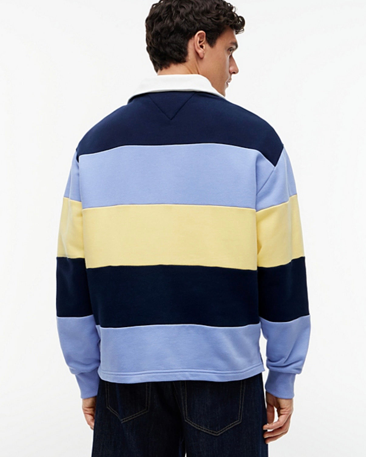 Polo de rugby de rayas con parche de Tommy