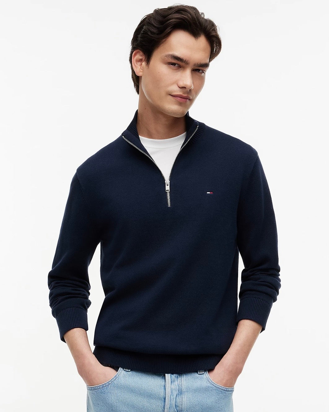 Jersey slim con cremallera y logo