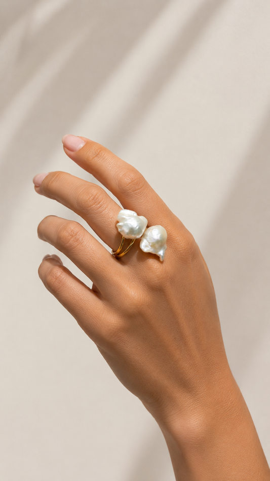 Anillo Perlas Barrocas