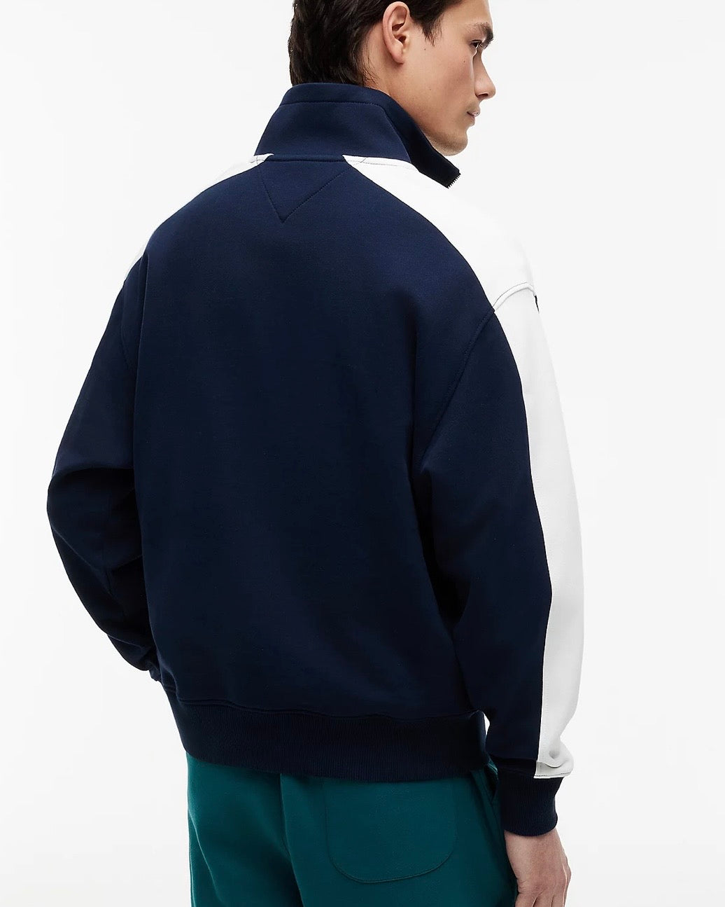 Sudadera color block con cremallera de un cuarto