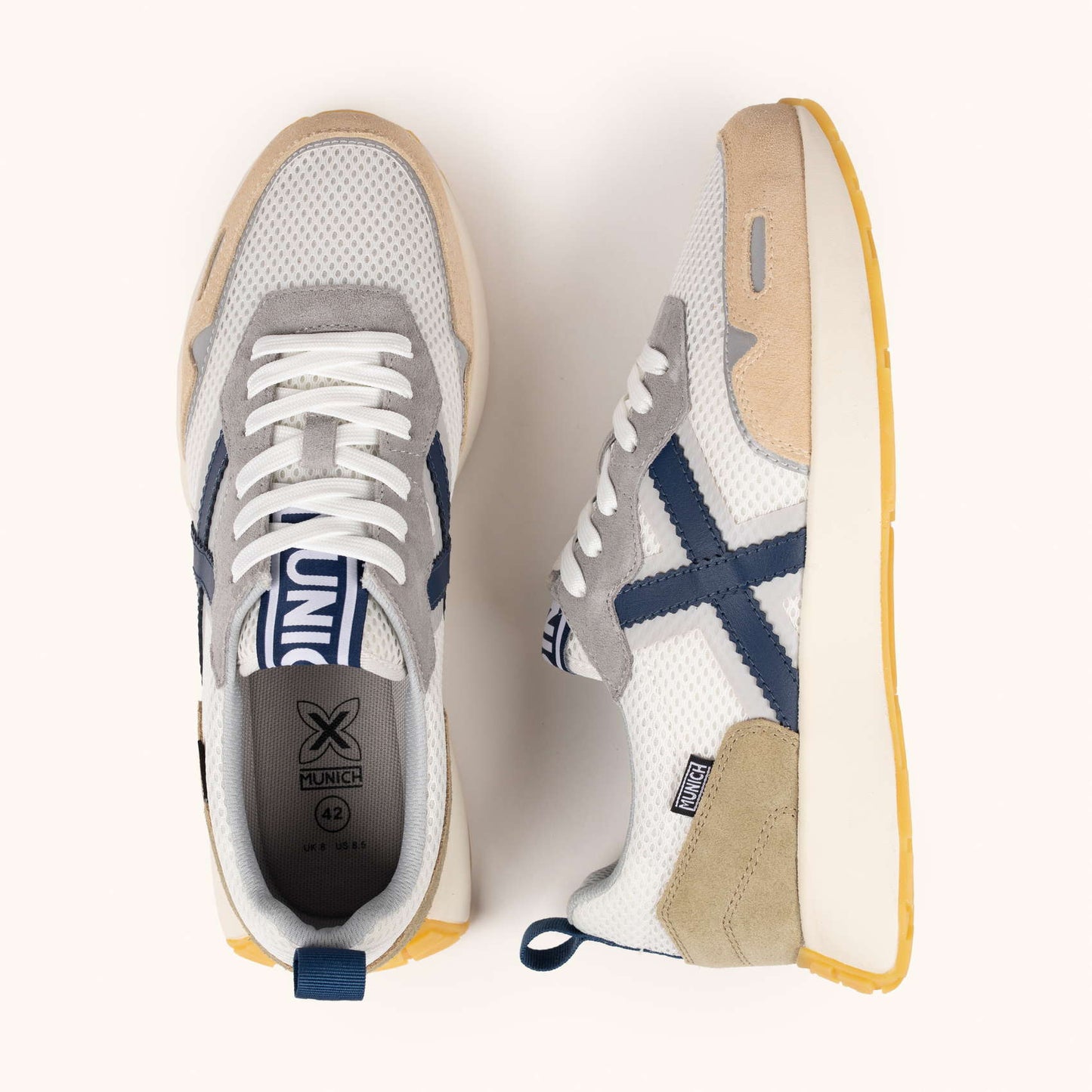 MUNICH XEMINE 97 Sneakers Diseño Elegancia Deportiva Blanco, Gris y Azul