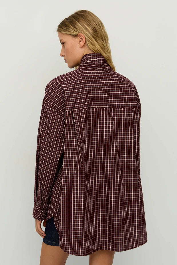 Checked shirt with a rhinestone scarf