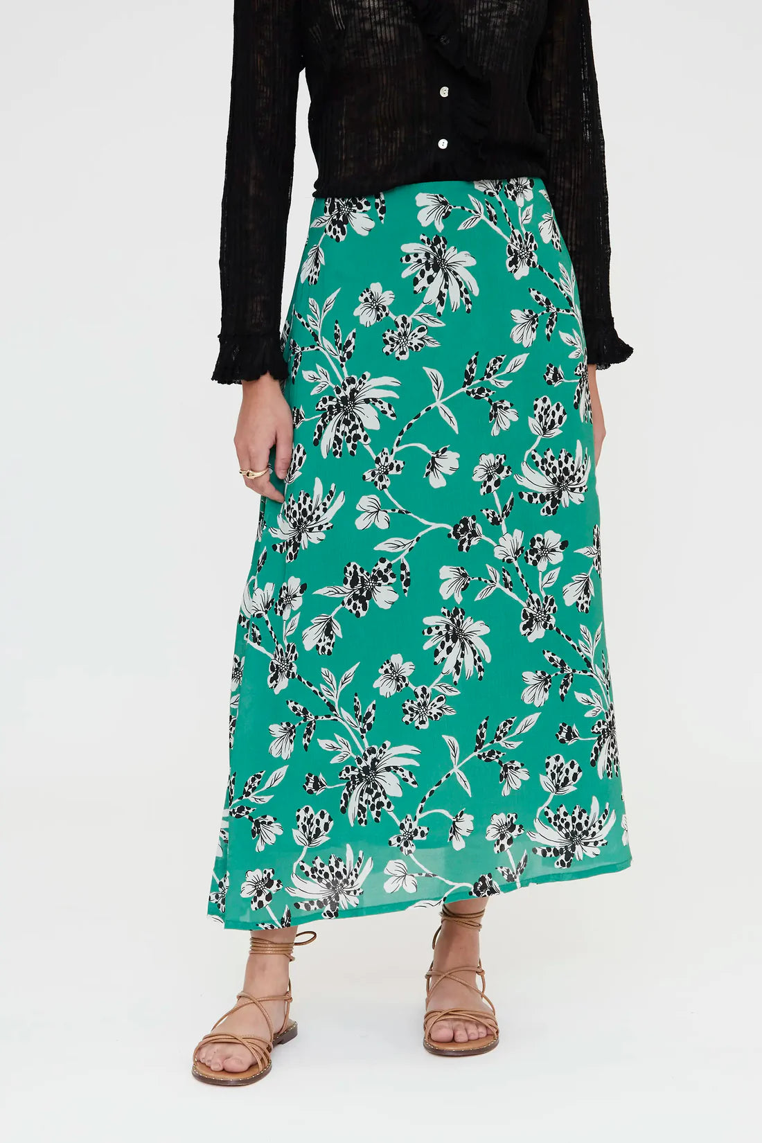 Falda midi con estampado Gerbera