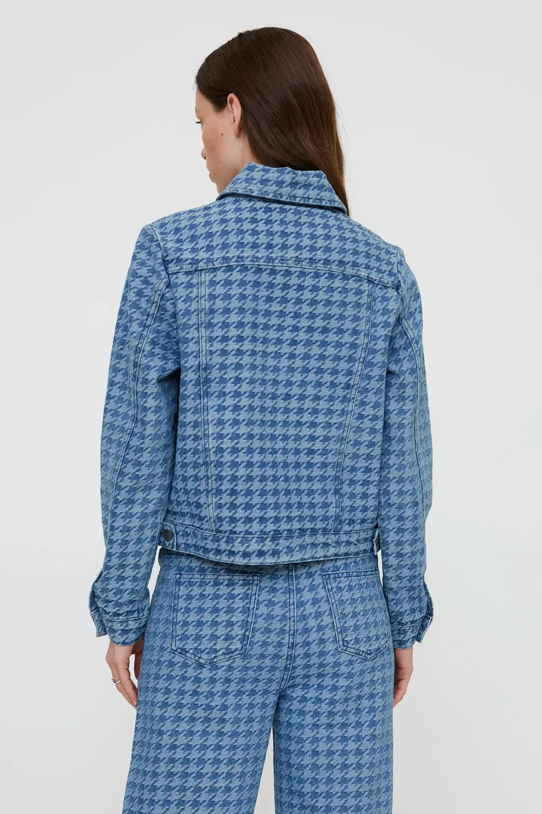 Chaqueta con estampado pata de gallo azul