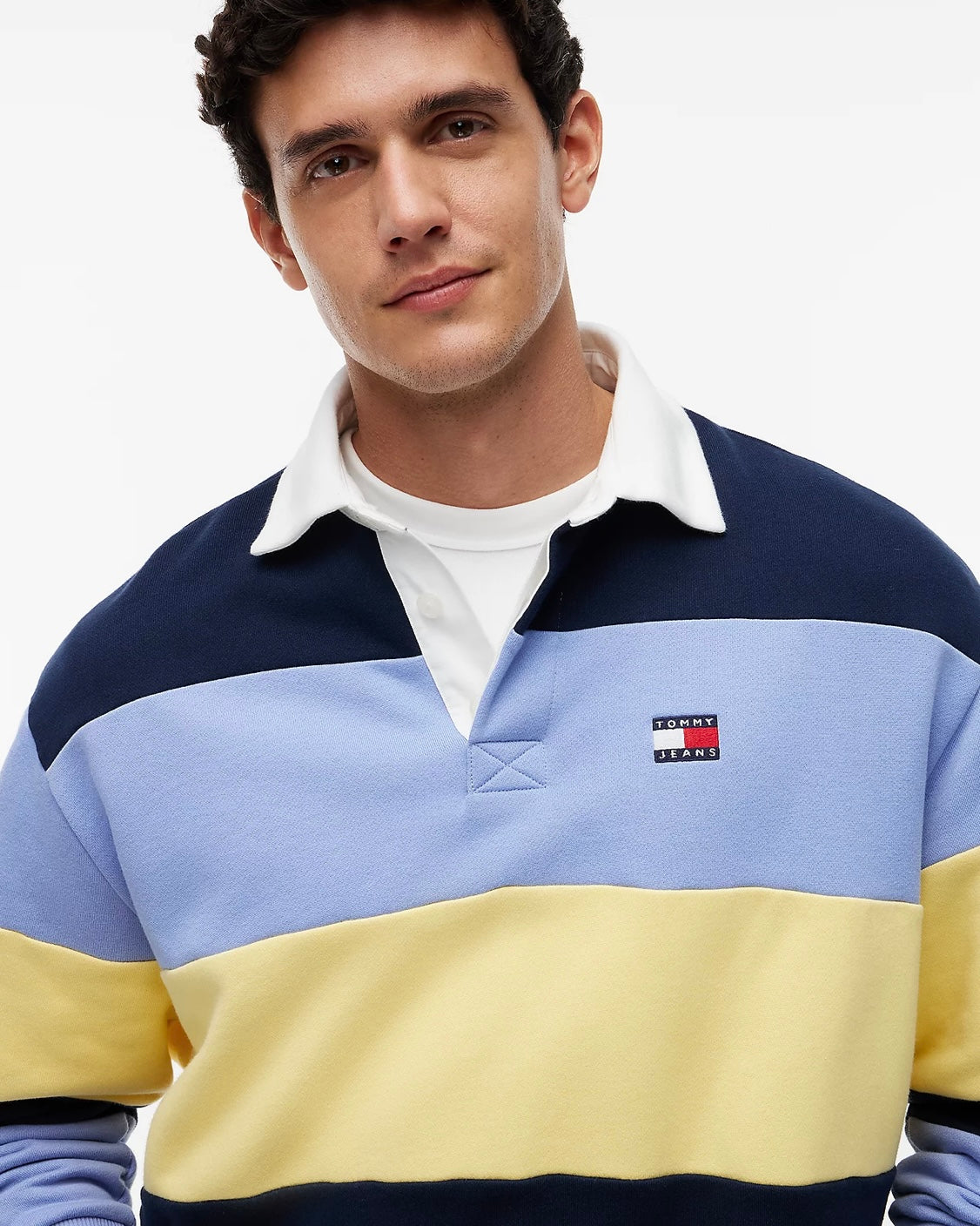 Polo de rugby de rayas con parche de Tommy