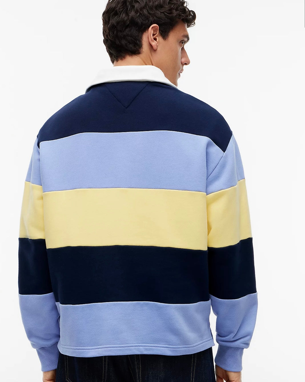 Polo de rugby de rayas con parche de Tommy