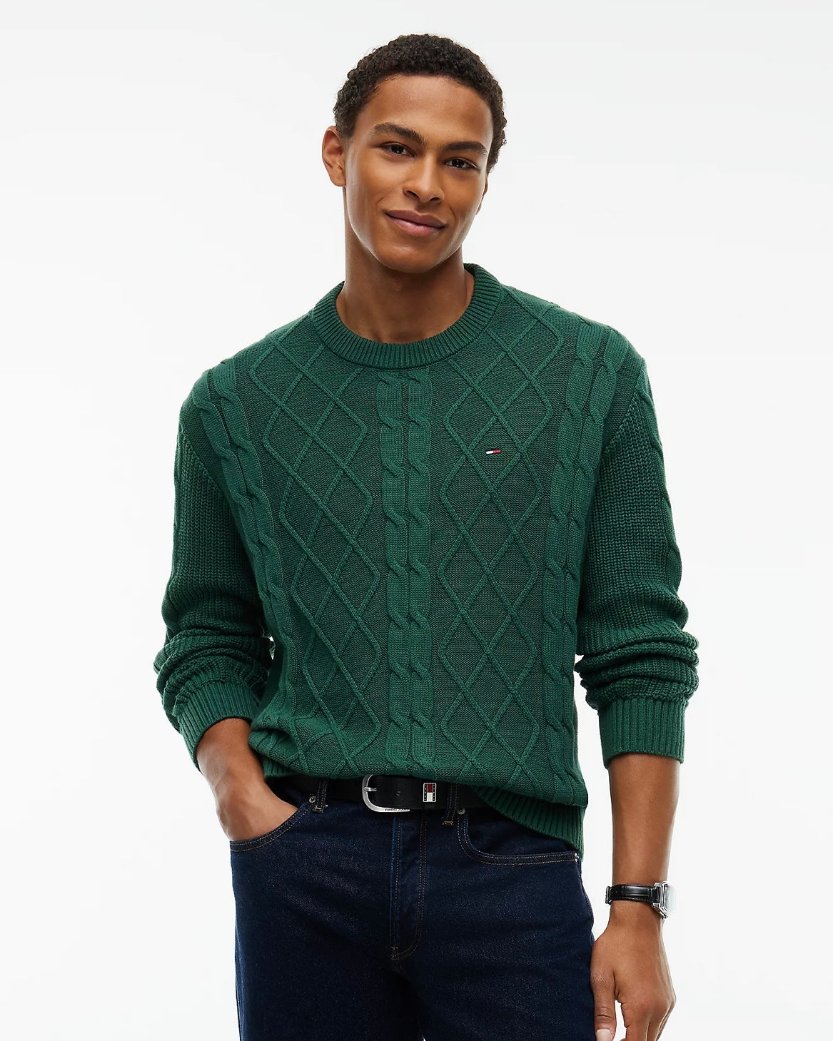Jersey de punto trenzado con logo